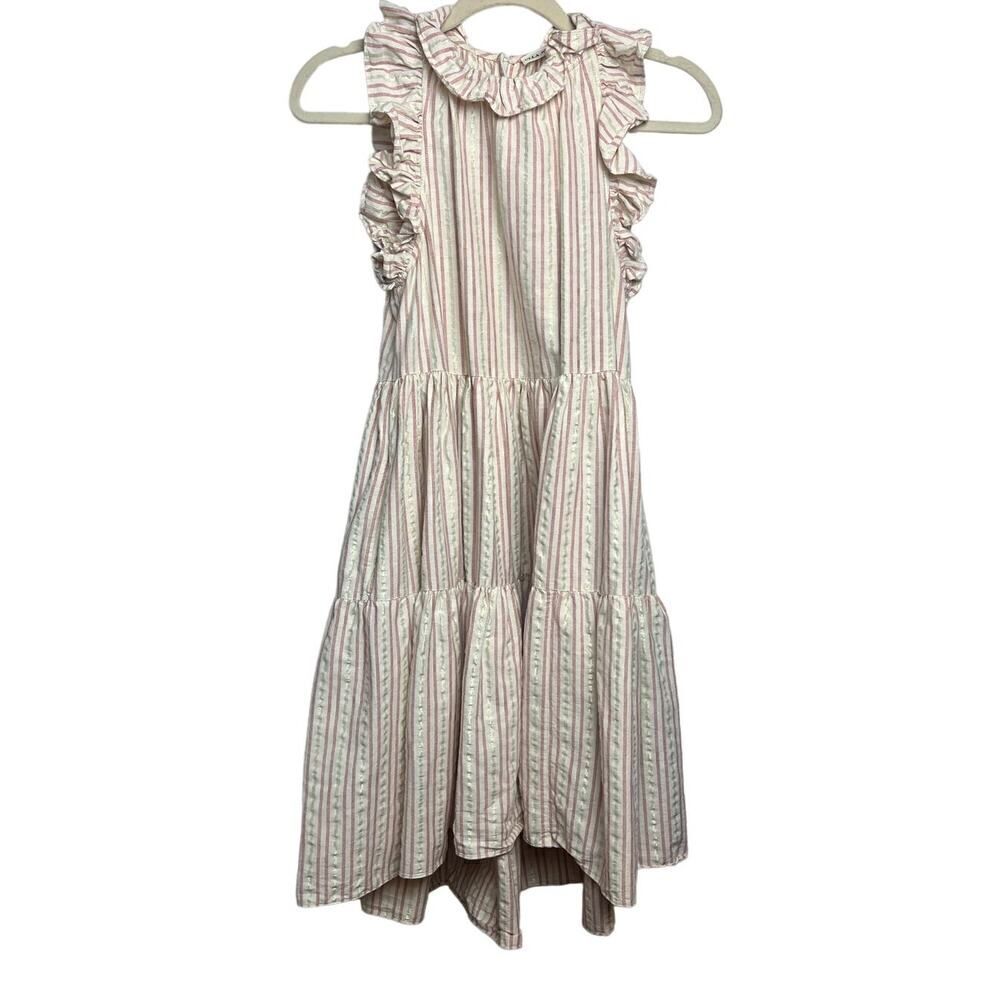 Ulla Johnson Tamsin Striped Cotton Ruffle Flutter Sleeve Dress Sz. 0 - Picture 5 of 10